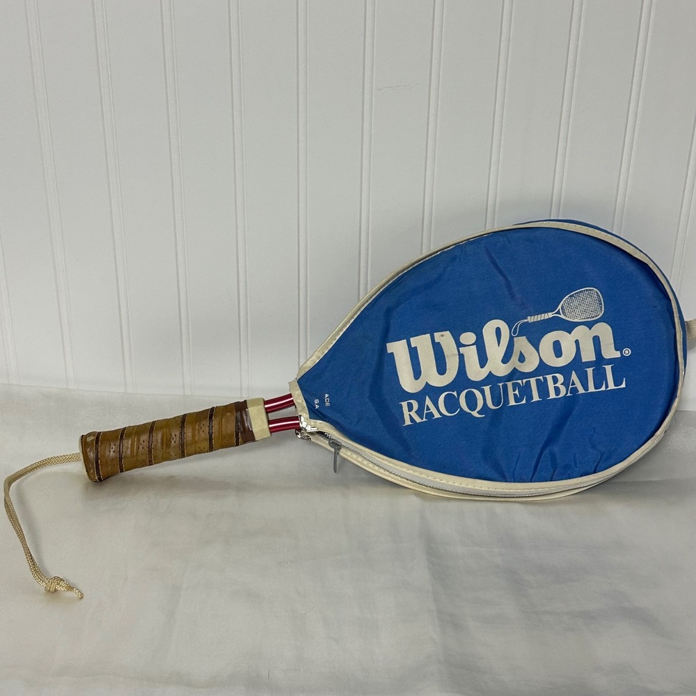 Wilson Racquetball Racket Red Good Vintage Aluminum‎ Leather Grip Cover